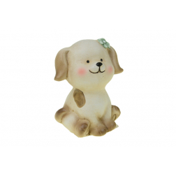 Figura kutya poly 7.5*6*9.5cm virággal kék