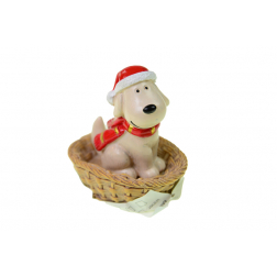Figura kutya poly kosárban 5.5*4*5.7cm barna