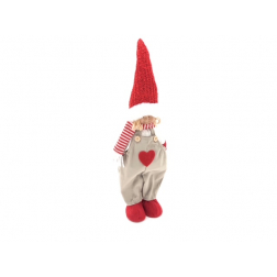 Figura lány álló 51CM szives nadrágban piros/natúr