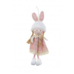 Figura lány textil akasztós 18cm rózsaszín