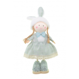 Figura lány textil 22cm zöld