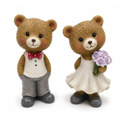 Figura maci fiú/lány poly 4*3*9.8cm barna/fehér