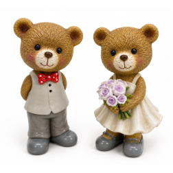 Figura maci fiú/lány poly 5.5*4*13.5cm barna/fehér