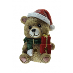 Figura maci poly LED-es 20.5cm barna