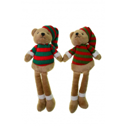 Figura maci textil csíkos rucis 18cm barna
