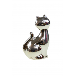 Figura macska kerámia 8,5cm ezüst/arany