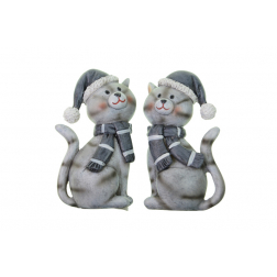 Figura macska poly sállal 5*4*9cm 2féle szürke