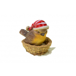 Figura madár poly kosárban 5.5*4*5.5cm barna
