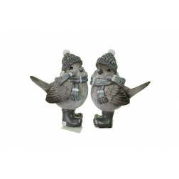 Figura madár poly sállal 6.8*4*9cm szürke