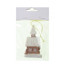 Figura mézaskalács ház poly 7,7cm fehér