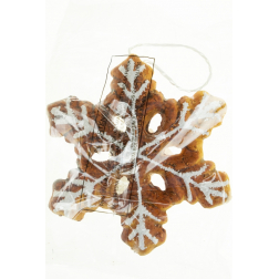 Figura mézeskalács hópehely 12cm akasztós barna