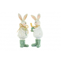 Figura nyúl poly 5*4.5*12cm 2féle fehér/zöld