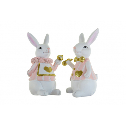 Figura nyuszi poly 8*7.5*15cm 2féle rózsaszín
