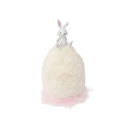Figura nyuszi poly szörme tojáson 18cm fehér