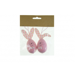 Figura nyuszi műanyag 8cm s/2 rózsaszín