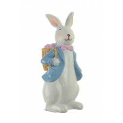Figura nyuszi poly 14,9cm hátizsákkal fehér