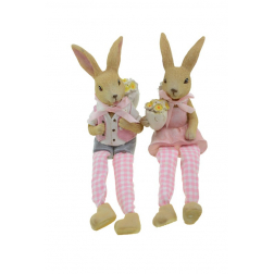Figura nyuszi poly 6*8.5*12cm lógólábú 2féle pink