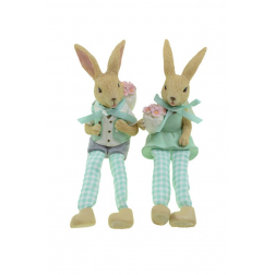 Figura nyuszi poly 7*7*21cm lógólábú 2féle v.zöld