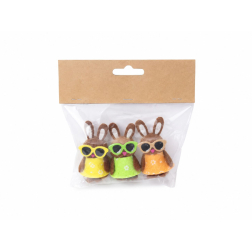 Figura nyuszi textil 12cm s/3 barna/színes