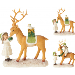 Figura őzike poly 20cm kislánnyal 2féle barna