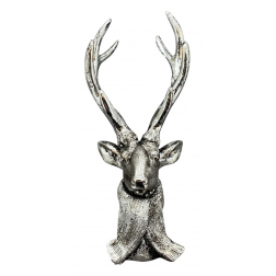 Figura szarvas fej poly 12*18*29cm ezüst