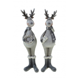 Figura szarvas poly/textil 4*3.5*15.5 2féle szürke
