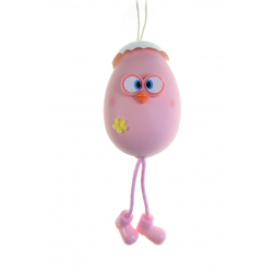 Figura tojás műanyag 13cm akasztós rózsaszín