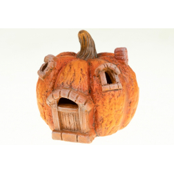 Figura tökház terrakotta 9*10*10cm LED-es narancs