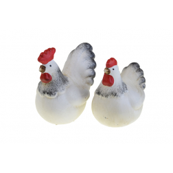 Figura tyúk poly 12*8*12cm 2féle fehér/szürke