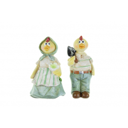 Figura tyúk/kakas poly 4*3*9cm színes
