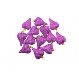 Francia szív mini glitteres műa. s/12 lila