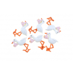 Figura gólya poly 4,2cm s/6 rózsaszín