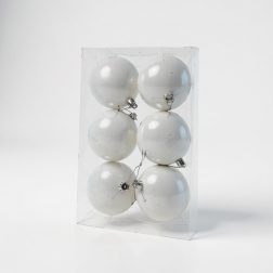 Gömb műanyag 6cm s/6 pearl fehér