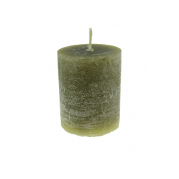 Gyertya rusztikus henger 5*6cm oliva zöld