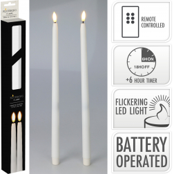 Gyertya szál 2*38cm s/2 LEDes fehér