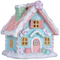 Házikó mézeskalács poly 14cm kék