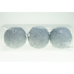 Karácsonyfa dísz gömb foam D8 s/3 glitteres ezüst