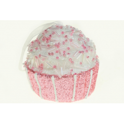 Karácsonyfa dísz muffin foam 7cm cukros v.rózsaszín