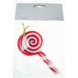 Karácsonyfa dísz nyalóka 13cm s/2 piros