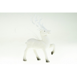 Karácsonyfa dísz szarvas flokkolt 6*12cm fehér