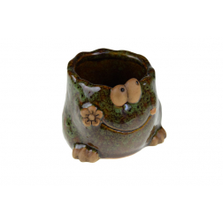 Kaspó béka kő 9*8*7.5cm zöld
