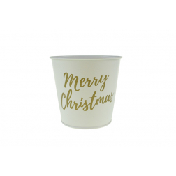 Kaspó cink Merry Christmas D11,5 H11 fehér