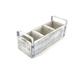 Kaspó fa 38X14XH10CM 3rekeszes masott fehér