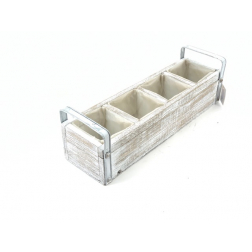 Kaspó fa 49X14XH10CM 4rekeszes masott fehér