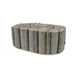 Kaspó fa darabolt 20x14x8 CM ovális kicsi