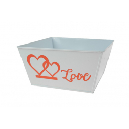 Kaspó fém 18*18*H15 CM szögletes LOVE felirattal
