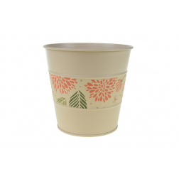 Kaspó fém mintás csíkkal D13/9.5*H12.5CM fehér