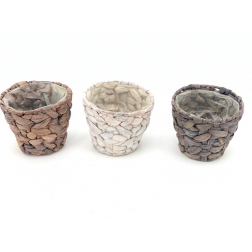Kaspó fonott D14,5XH12CM fehér