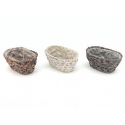 Kaspó fonott ovális 20X13XH9.5CM szürke