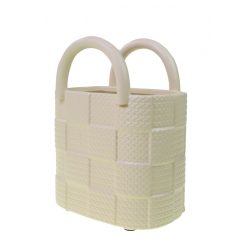 Kaspó kerámia 18*12*23cm táska forma krém